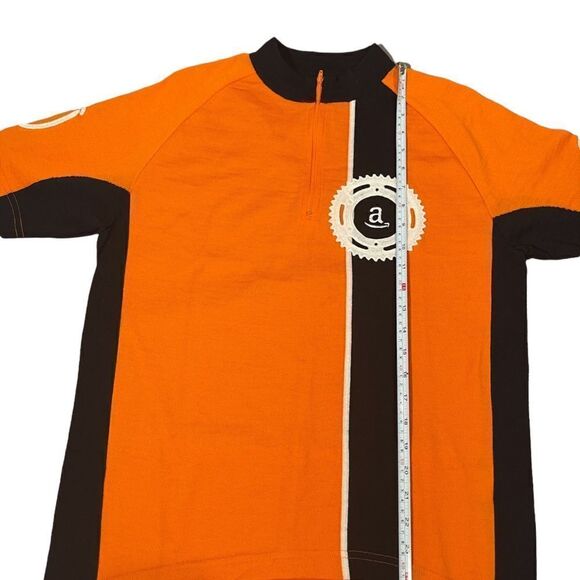 Woolistic AMAZON ORANGE WOOL Cycling Jersey Merino Sewn Logos bike rare XL women - Picture 7 of 8